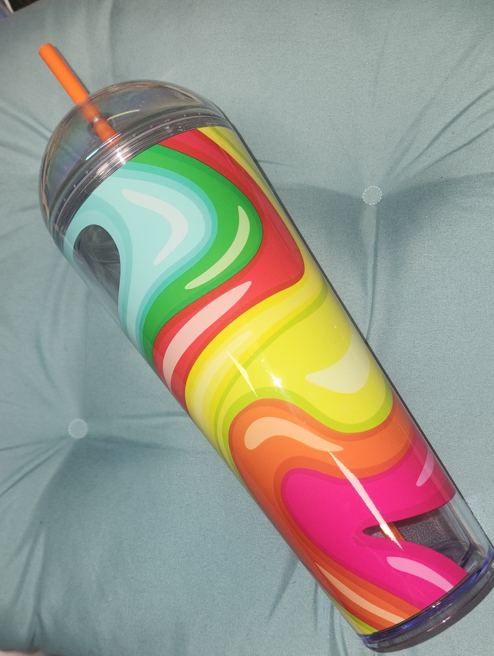 Starbucks Multicolor Swirl Tumbler with Orange Straw
